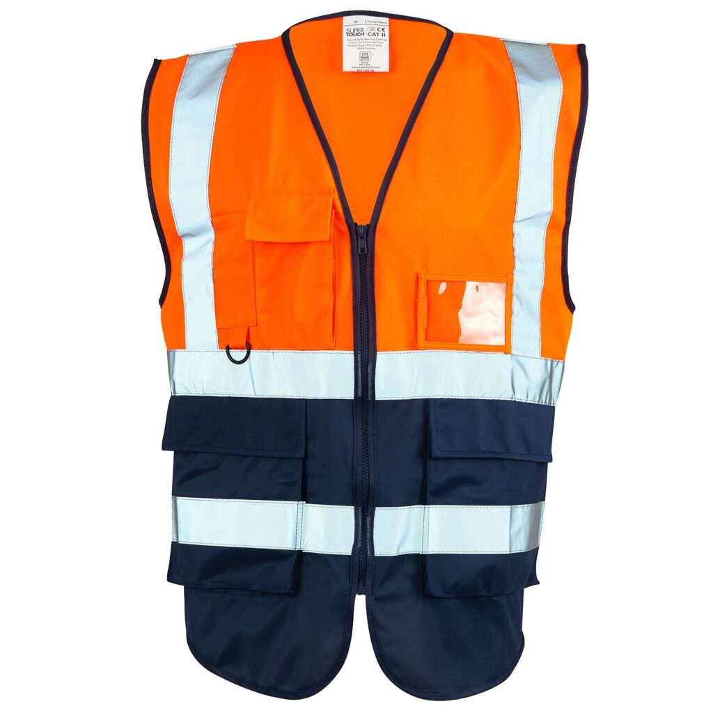253891 Supertouch Hi Vis Orange/Navy 2 Tone Executive Vest