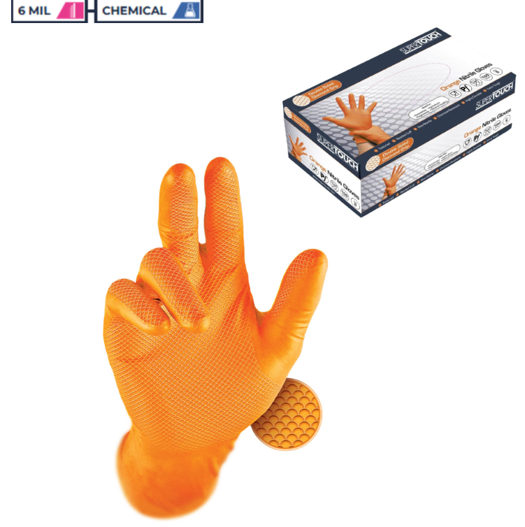 PG901 - Orange Diamond Grip nitrile £8.95/Box of 100 ( due to on-going issues, alternatives maybe supplied )
