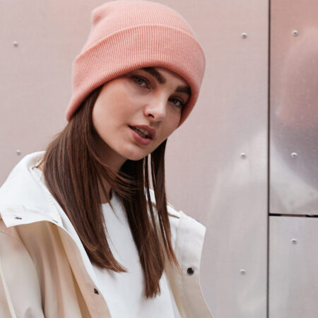 UC410 Uneek Heavy weight Cuffed Beanies & BC045 Pink - Image 2