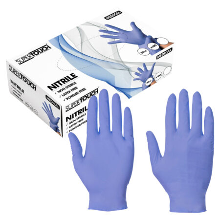 BOX 100 Supertouch Blue Nitrile Gloves,12611 Medical & Industrial 3mil Thickness