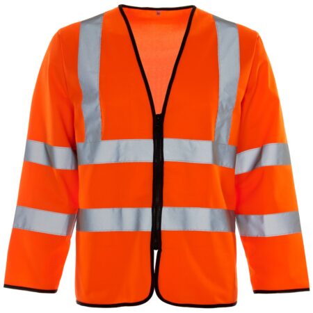 32681 Supertouch Hi Vis Orange Long Sleeved Zip Vest - Image 3