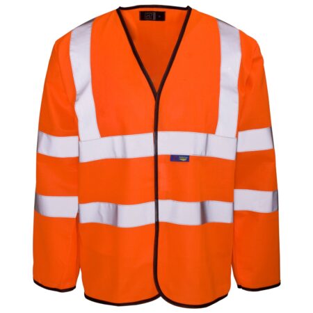 37481 Supertouch Hi Vis  Orange Long Sleeved Velcro Vest - Image 3