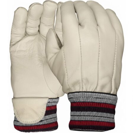 GLUD-KW2 - SIZE 10 Premium felt lined leather drivers glove with knit wrist now beige