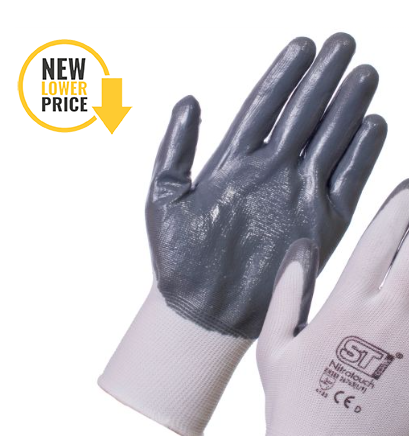26761 Nitrotouch® White /Grey Gloves Nitrile palm dip High dexterity Enhanced abrasion resistance 39p/pair sold in packs of 10