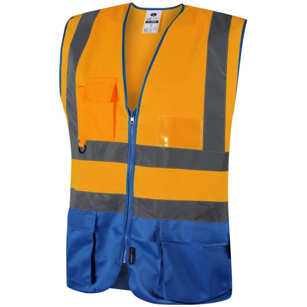 TWC06 - Traega Enhanced Visibility EXECUTIVE WAISTCOAT with Reflexr Hi Vis Tape EN20471- Orange/Royal OR/RB