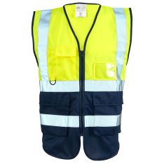 253491 Supertouch  Hi Vis Yellow/Navy 2 Tone Executive Vest - Image 3