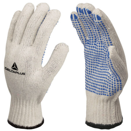 Delta Plus TP169 White Polycotton Work Gripper Gloves With PVC Dots - Image 1