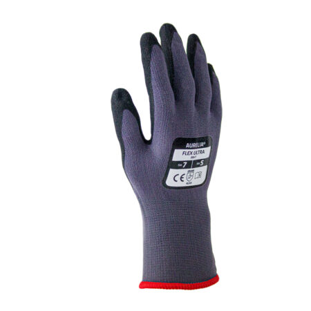 Aurelia Flex Ultra - 203 Black Nano Foam Nitrile Palm Coated with Grey Nylon/Spandex Liner Glove £1.79/pair sold in pack of 10