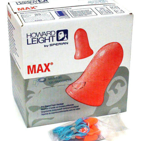3301130 Howard Leight MAX Foam Ear Plugs Corded Box 100 Pairs