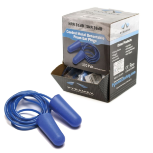 Pyramex Metal Detectable Ear Plugs - SNR 32DB. Sold in Boxes of 100 Pairs
