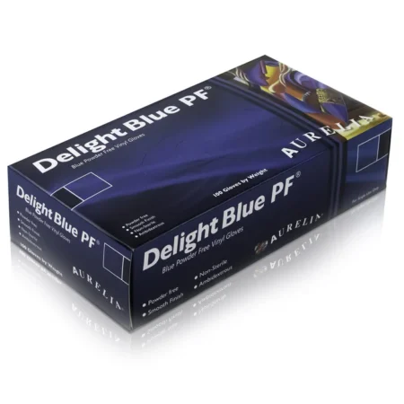 Aurelia® Delight Blue Powder Free Vinyl. 100 Pairs per Box, Sold in Boxes.
