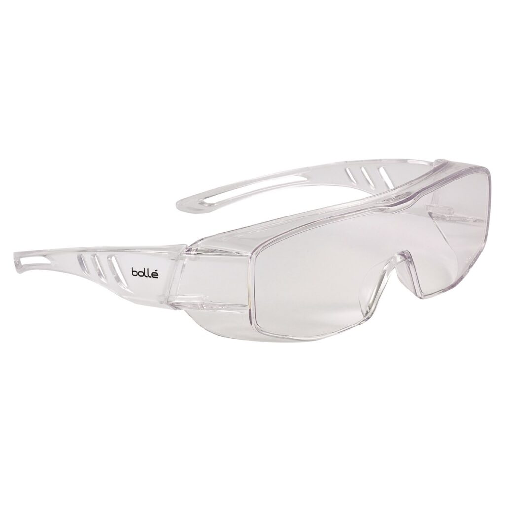 Bolle OVERLIGHT Clear (OVLITLPSI), Coverspec with pivoting temples used to adapt to your face shape. Anti-fog & scratch coating. EN166 FT