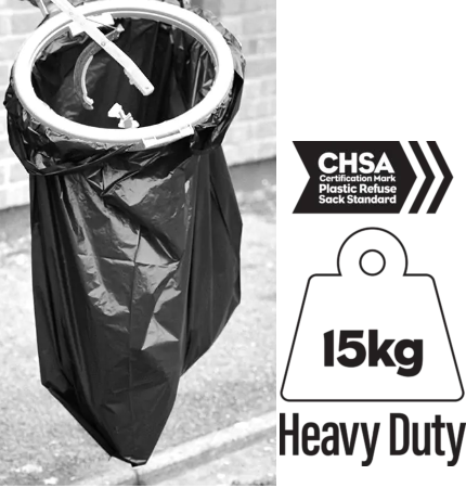 BSHD3 - Black Heavy Duty Bin Bags Pack 200 (90L) Bag Dimensions : 457/725 x 975 mm (18"/29" x 39" approx.)