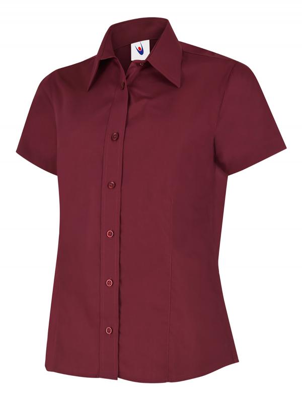 UC712 Ladies Poplin Half Sleeve Shirt Tailored Fit with Rounded Hem 65% Polyester 35% Cotton Poplin