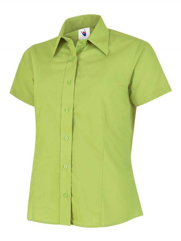 UC712 Ladies Poplin Half Sleeve Shirt Tailored Fit with Rounded Hem 65% Polyester 35% Cotton Poplin