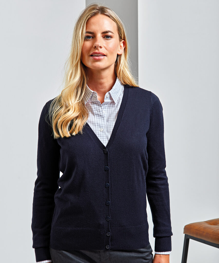 PR402 Women's 'essential' acrylic cardigan Fabric100% Acrylic Weight 12 Gauge. A simple easy wearing cardigan for ladies