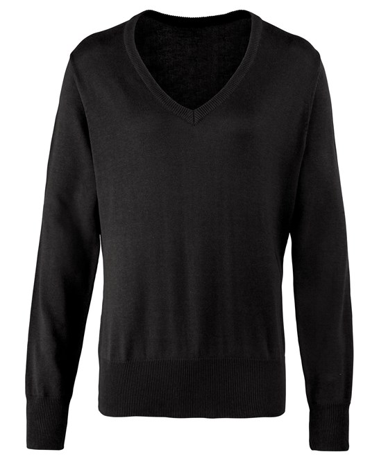 PR696 Women's fine gauge knitted cotton rich yarn v-neck knitted sweater. Fabric 55% Cotton, 45% Acrylic Weight 12 Gauge