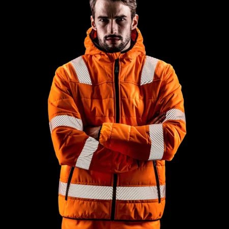 Recycled ripstop hooded padded safety jacket-Segmented tape