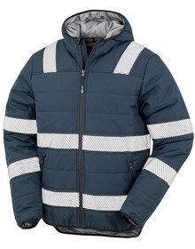 Recycled ripstop hooded padded safety jacket-Segmented tape - Image 2