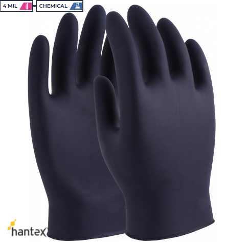 HANTEX NOVA-BLK - 4MIL PREMIUM BLACK NITRILE P/f-good chemical resistance