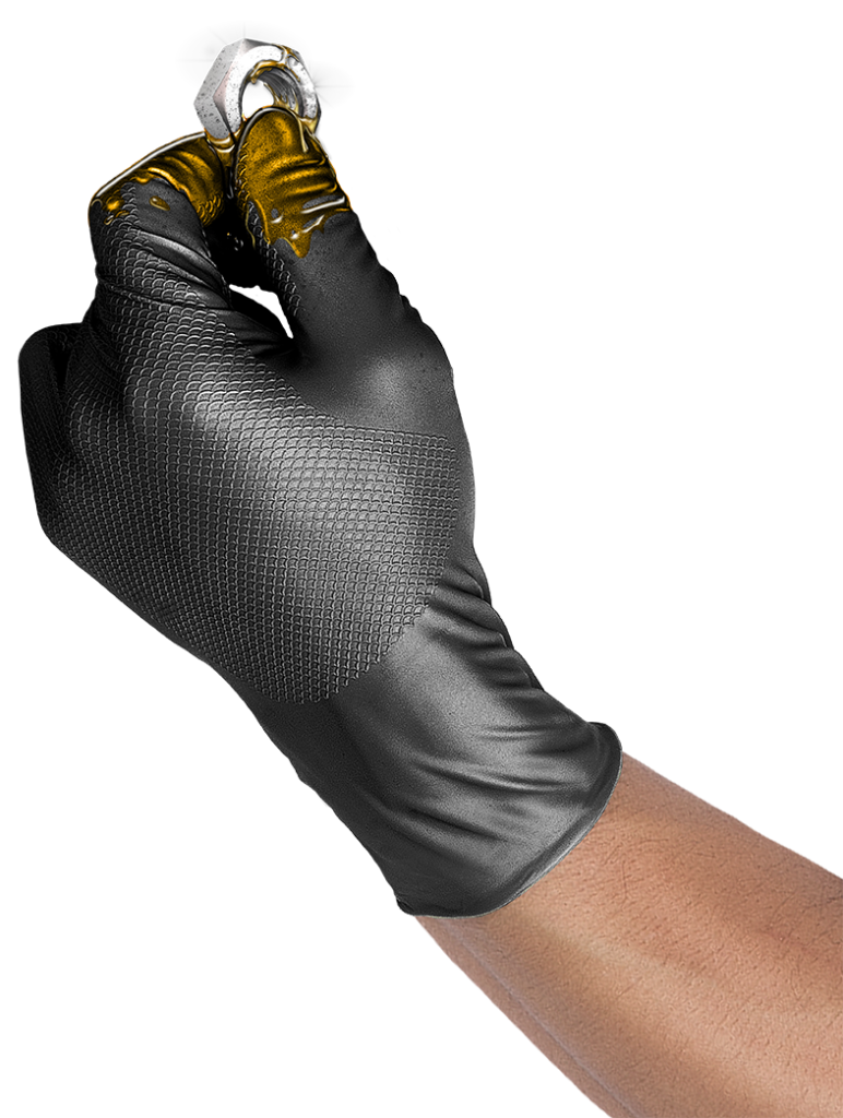 DG-MAXIM™-BK – HEAVY DUTY BLACK FISHSCALE 6MIL Box of 50 60% better grip in motor oil vs raised diamond alternatives.