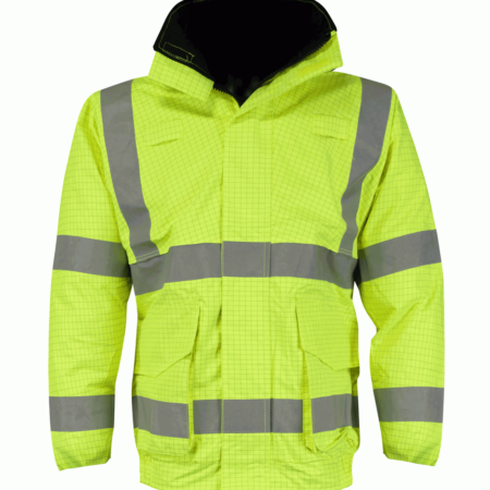 ATOLL: HYDRA MATRIX BOMBER JACKET YELLOW PU Coated 100% Polyester 300D Waterproof, Anti-Static and FR Fabric.