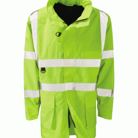 ETNA: HYDRA MATRIX ¾ JACKET YELLOW PU Coated 100% Polyester 300D Waterproof, Anti-Static and FR Fabric.