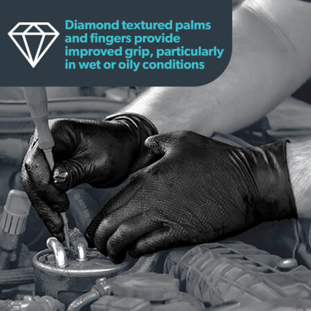 100 Pack Black Diamond HD Our Best Selling Black Diamond Textured Gloves