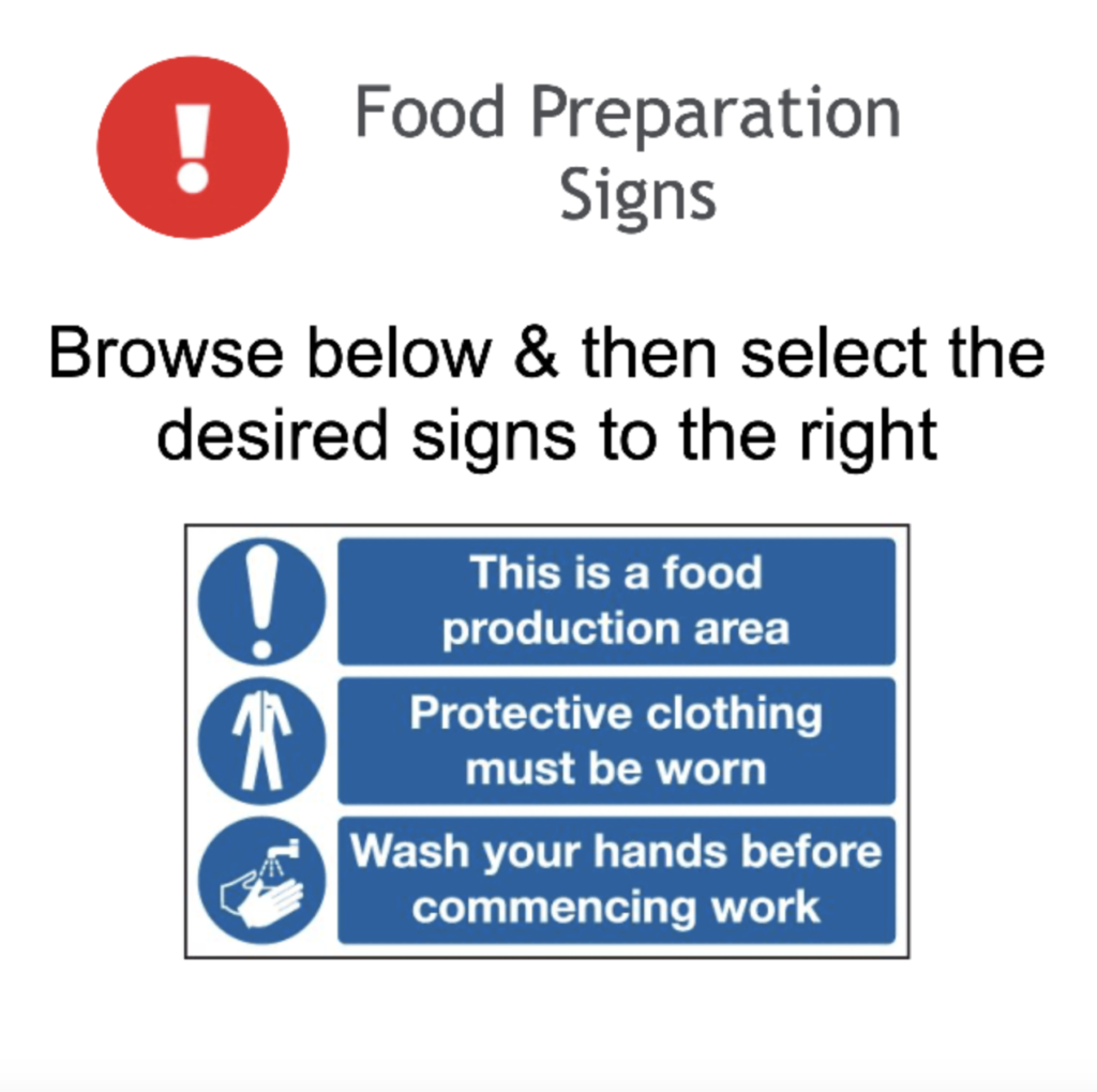Page 28 Food Preparation Signs Adhesive
