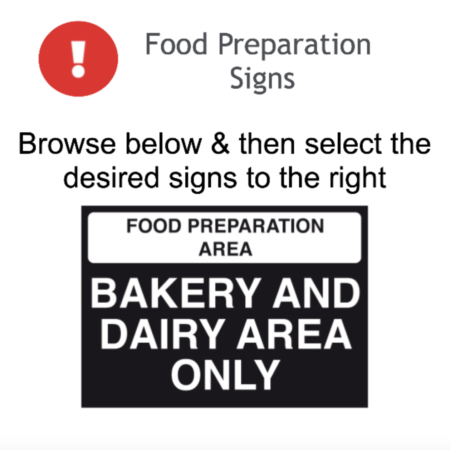 Page 29 Food Preparation Signs Adhesive