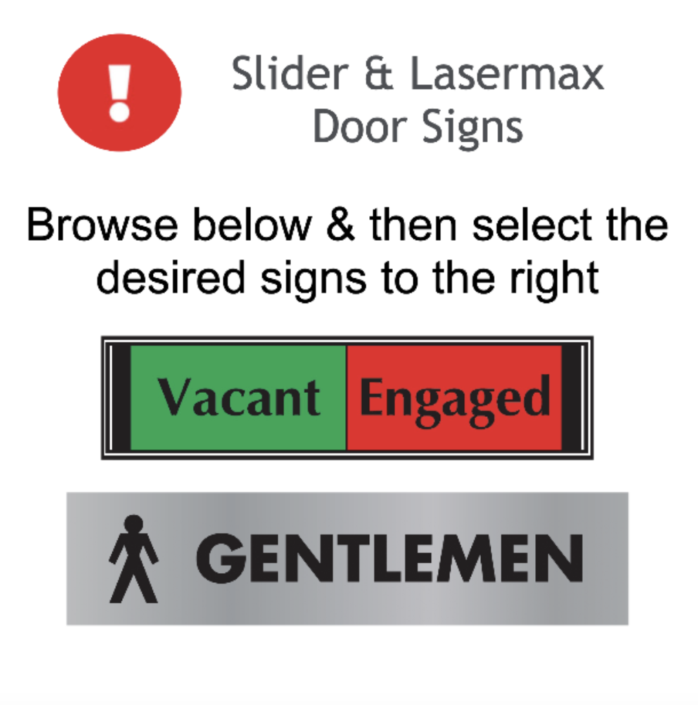 Page 71 Framed Slider Signs & Lasermax Door Signs