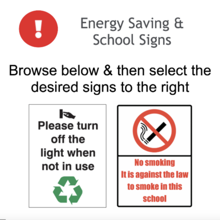 Page 73 Energy Saving Signs & School Signs Rigid