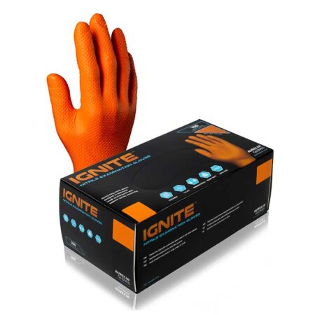Ignite Orange Premium Diamond Grip Nitrile, Box of 100