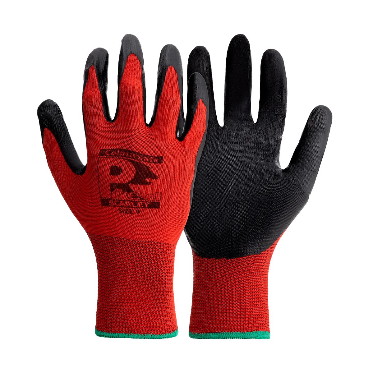 NSPL Pred Scarlet Red - Smooth Coated Nitrile Glove With Red Polyester Breathable Liner 45p/pair sold in packs of 10