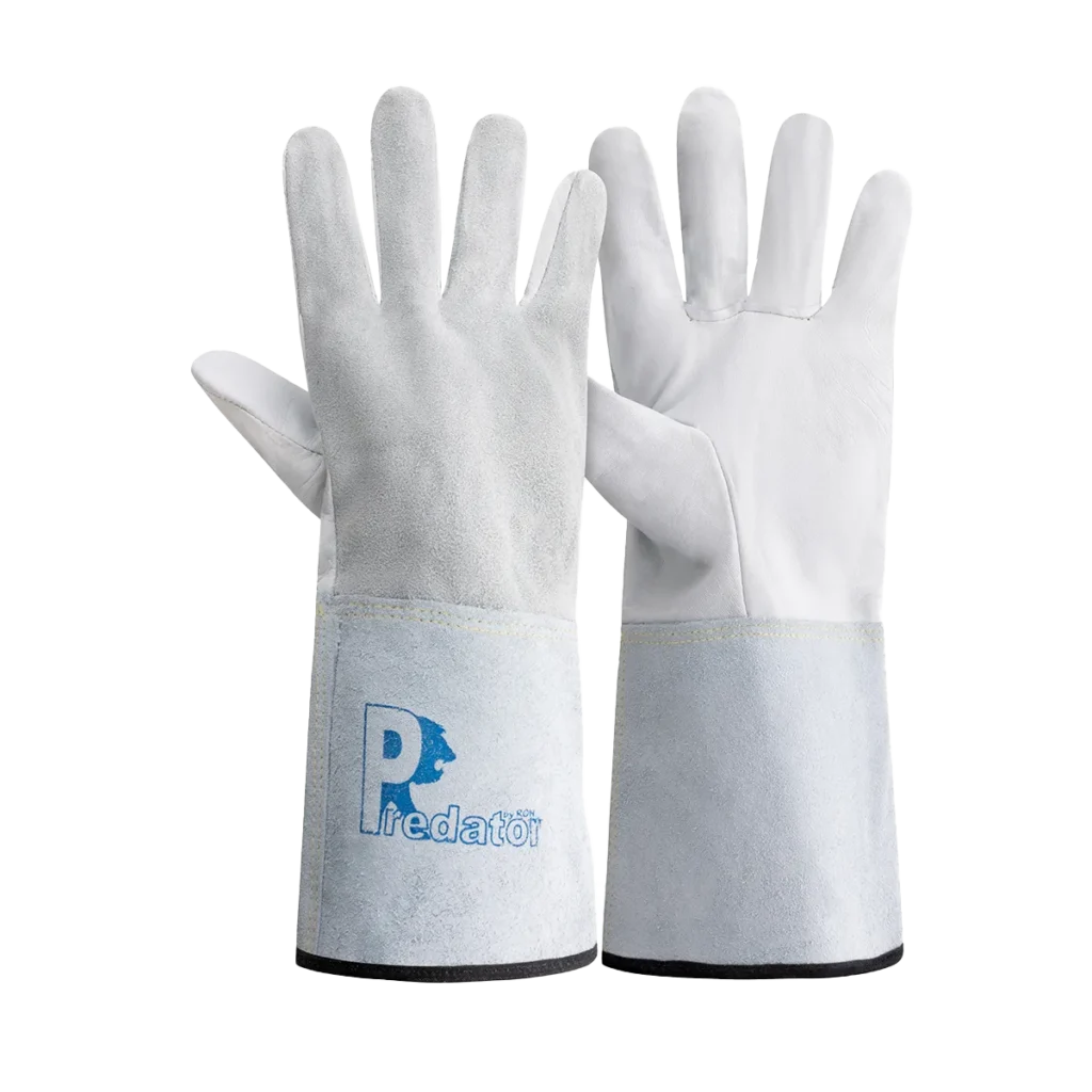 PRED6-C Top quality ivory goat hide leather gauntlet