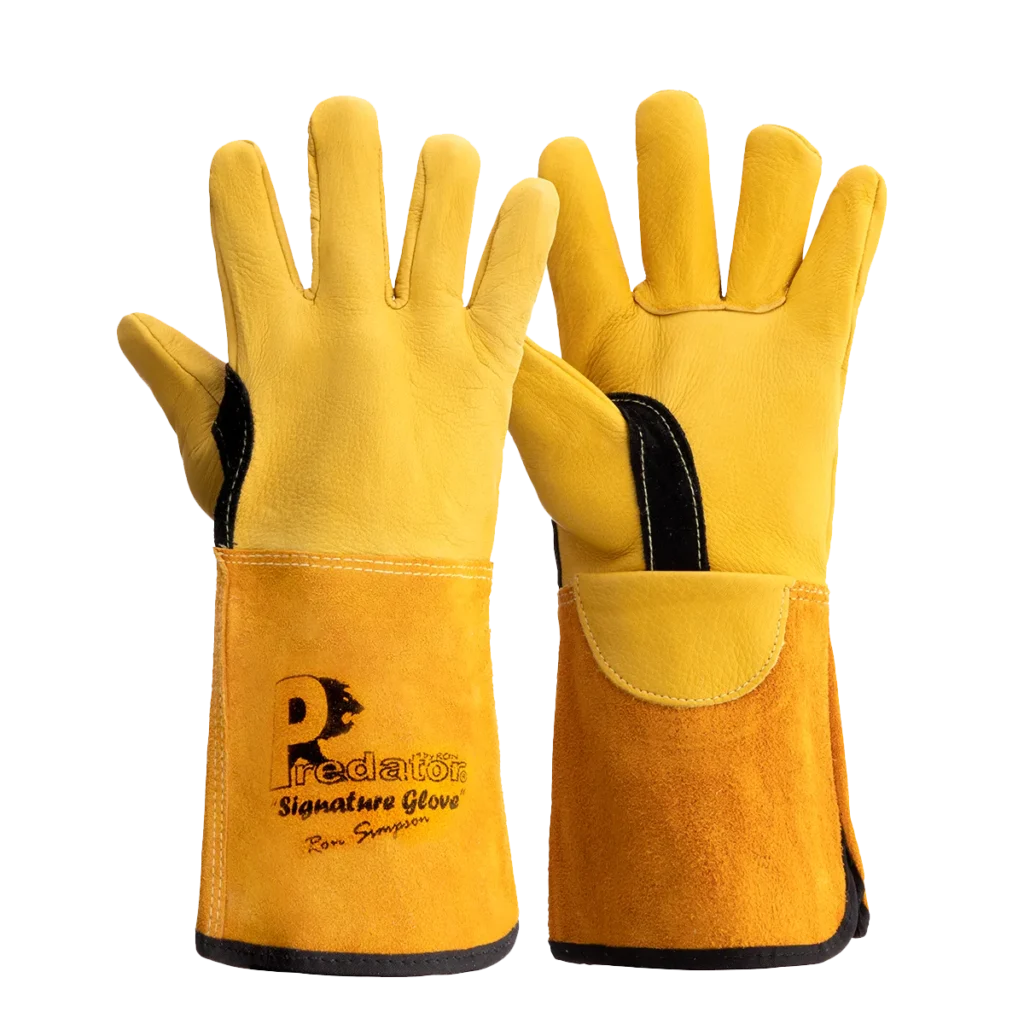 PRED6-D High quality gold deer hide leather gauntlet