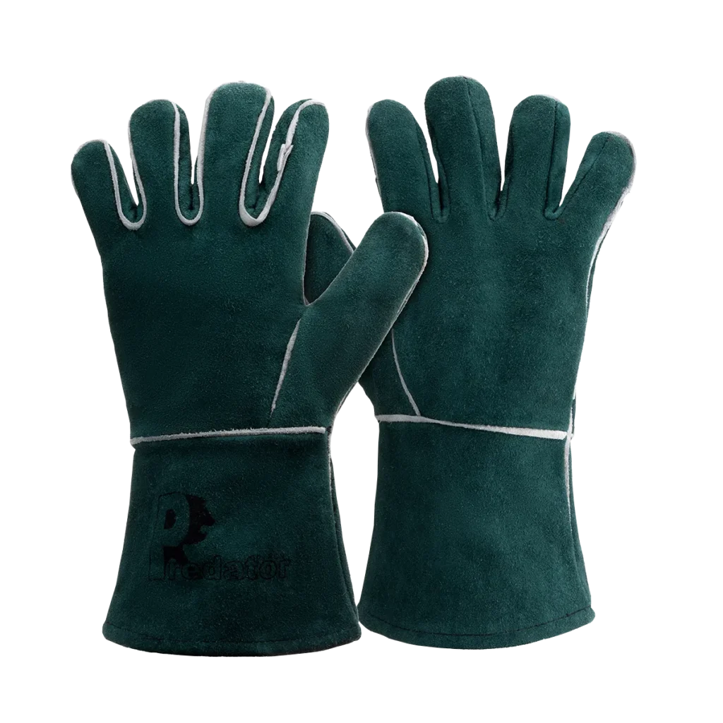 RSW1C-REV  High quality green reversible split leather gauntlet