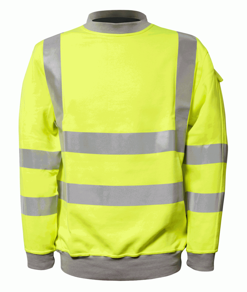 INHERENT FR ARC SWEATSHIRT IN HI VIS YELLOW, EN ISO 11612:2015 (A1 A2 B1 C1), EN ISO 11611:2015 (A1 A2 Class 1)