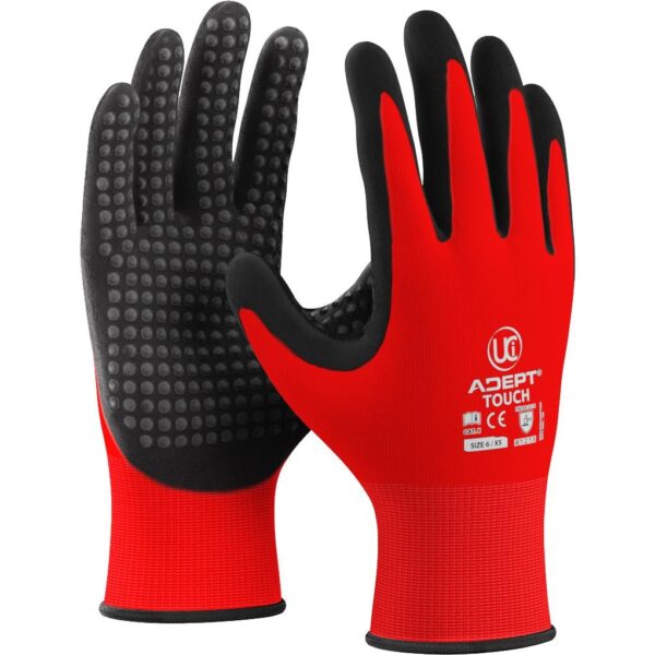 ADEPT® TOUCH – TOUCH SCREEN DOTTED RED, NFT WITH TOUCH SCREEN SUPER THIN SUPERIOR 15 GAUGE £2.25/pair sold in packs of 10