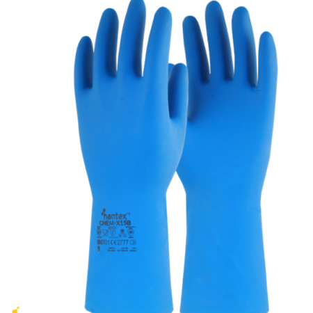 HANTEX-CHEM-X15B/BL Hantex® ChemX-15B -Blue Nitrile Chemical Gauntlet Type A (A highest, B, C Lowest)
