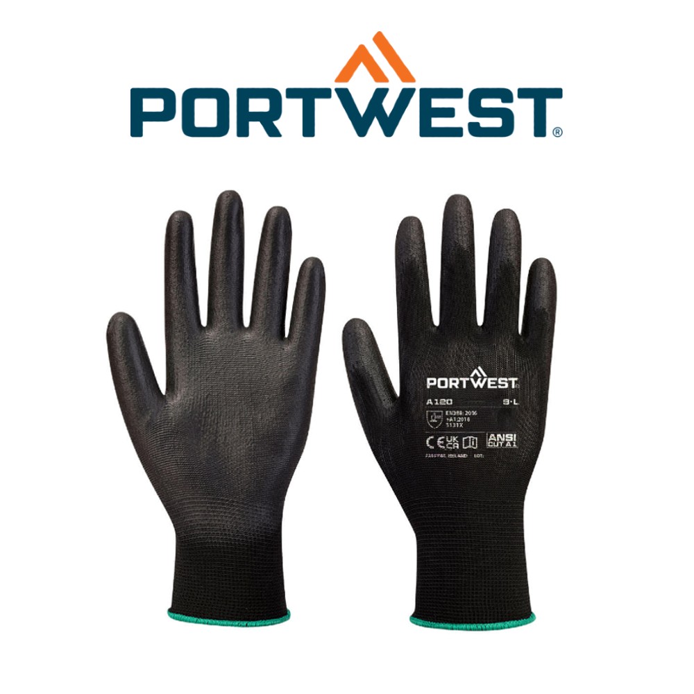 A120 – PU Palm Glove -Economy Polyester Budget PU 79p/pair sold in packs of 10