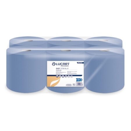 852444 EASY373B Lucart Blue Embossed Centre Feed Rolls, 3PLY, 135m length, width 190mm Pack of 6 Big value