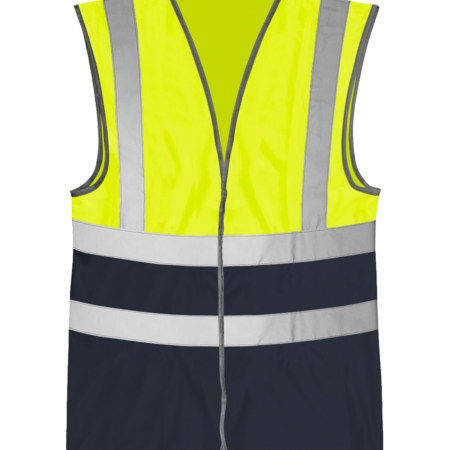 BRIG: Yellow / Navy  HI-VIS TWO TONE WAISTCOAT - HVW03TT