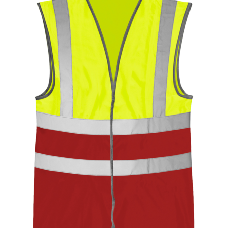 BRIG:  Yellow / Red HI-VIS TWO TONE WAISTCOAT - HVW03TT