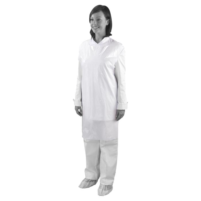 A3 Apron Gauge : 8 μm Polythene Aprons 27" x 40" in a Dispenser Flat Pack ‑ Blue or White(1000)