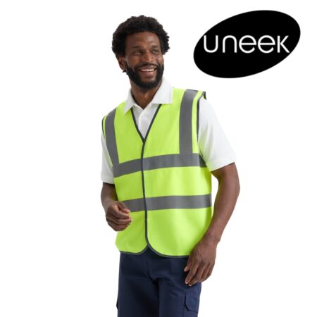 UC801 - Uneek Yellow Hi Vis Safety 120g Waistcoat EN471 Specification: Class 2c