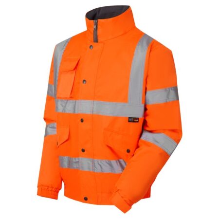 Hi Vis Orange Fleece Lined Bomber Jacket 300D Oxford PU Coating - 100% Polyester