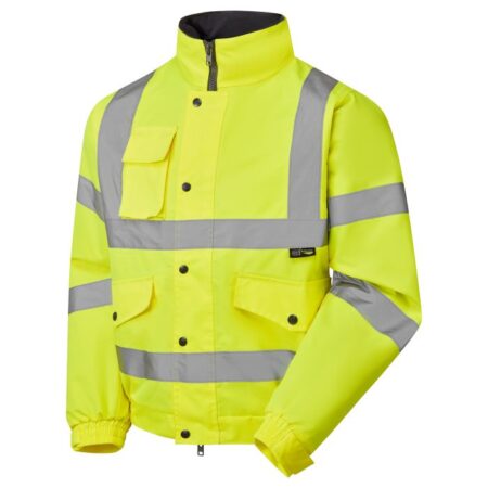 Hi Vis Yellow Fleece Lined Bomber Jacket 300D Oxford PU Coating