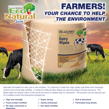 Lucart Eco Natural Dairy Wipes Case of 6 rolls x 133 Mtr Centre Pull Wipers