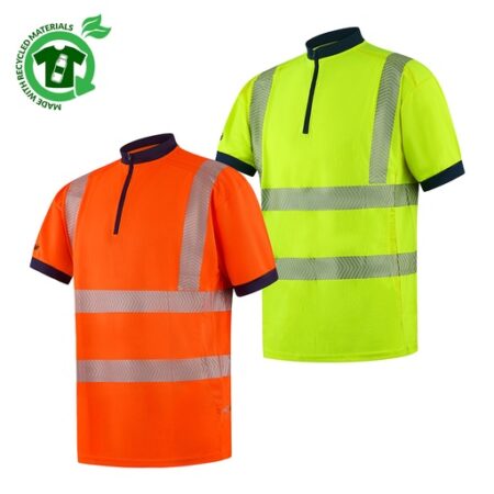 FGXeco S/S Hi-Vis EN20471 RECYCLED VENTED POLOSHIRT, Chevron stretch tape